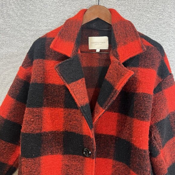 Marisa & Marie Jacket Women Medium Black Wool Blend Italy Buffalo Checkered Coat - Picture 3 of 13
